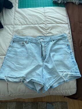 American Eagle Outfitters Light Wash Distressed Denim Shorts